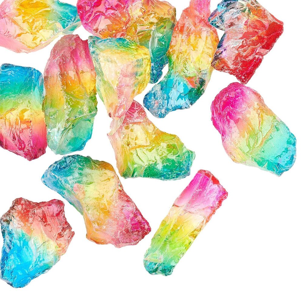 8299 200g Rainbow Titanium Coated Rough Crystal Point Raw Rock Quartz